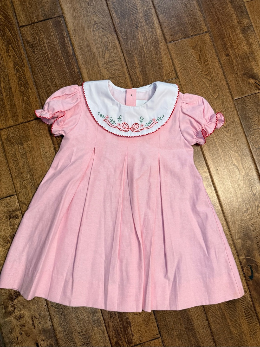 Proper peony Pink Embroidered Collar Girls' Dress 4t